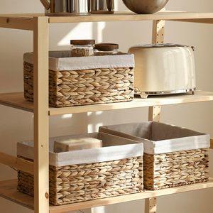 Handmade <b>Water</b> <b>Hyacinth</b> <b>Basket</b> Natural Woven Storage Bin Eco Friendly Home Organizer <b>Basket</b> for Living Room Nursery Closet - Product Image 5