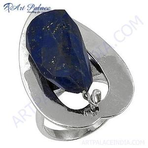 Pear Cut <b>Lapis</b> <b>Lazuli</b> 925 Silver <b>Ring</b> Minimalist Gemstone Jewelry Unisex Everyday Wear - Product Image 2