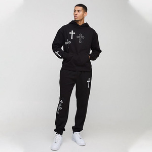 Mens Solid Black Breathable Lightweight Tracksuit Premium Pullover Hoodie and Tapered <b>Jogger</b> Set - Product Image 1