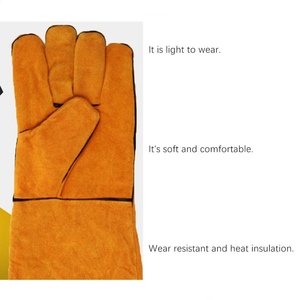 Gants de soudage en cuir de vachette de qualité supérieure certifiés CE, résistants aux perforations et à l'abrasion, pour travaux lourds - Product Image 3