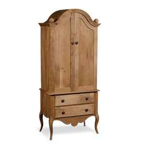 Luxury Handcrafted Solid Wood 2 Door <b>Wardrobe</b> Arched Top with 2 Lower Drawers Natural Oak Armoire - Product Image 1