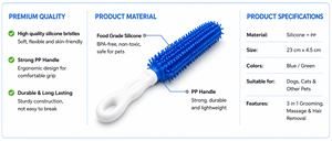 Brosse de toilettage pour animaux de compagnie 3-en-1 en silicone, brosse de bain, de massage et d'épilation pour chiens et chats, fournisseur en gros - Product Image 2
