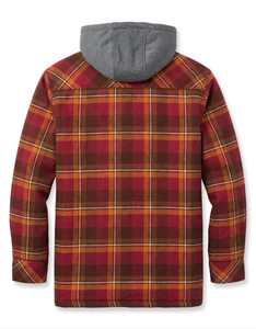 <b>Men</b>’s Plaid Flannel Hoodie Shirt <b>Jacket</b> Custom OEM ODM Wholesale Hooded Shirt Coat Casual Winter Wear Manufacturer Pakistan - Product Image 2