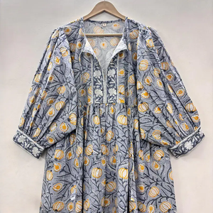 เดรสลำลองผู้หญิง ผ้าทอ 100% คอตตอน สีพื้น แขนสั้น ทรงเอ็มไพร์ เอวสูง ทรงเบบี้ดอลล์ โอเวอร์ไซส์ คอวี ทรงหลวม ใส่ได้ทุกโอกาส - Product Image 1