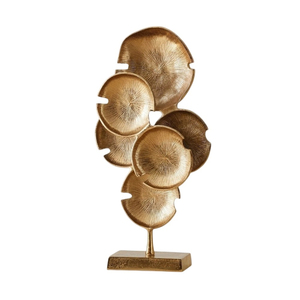 Sculpture en métal doré de luxe, feuille de Ginkgo sculptée à la main, décoration de table moderne, ornement décoratif pour table de salon et bureau - Product Image 2
