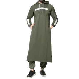 Thobe Abaya élégant en coton pour homme, longueur au sol, pour la prière du Ramadan et les soirées - Product Image 1