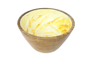 Tazón de madera de mango natural con esmalte colorido - Product Image 6