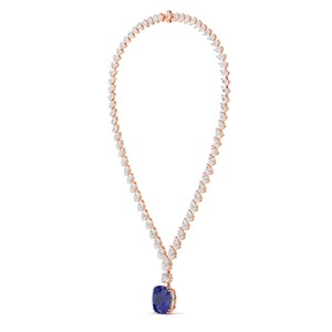 Luminous 67.50 ctw Pear Cut Diamond & Created Sapphire Pendant <b>Statement</b> <b>Necklace</b> Rose Gold - Product Image 2