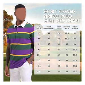 Polo de rugby streetwear en tissu piqué, personnalisé, à manches courtes, rayé, pour hommes - Product Image 4