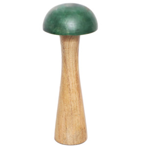 Handcrafted Green Wooden Mushroom Sculpture Home <b>Decor</b> Accent - Aqdus Saleem - Product Image 2