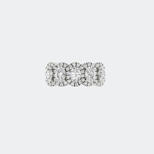 2.45CTW Round Oval Cut Pave Prong Set Five-<b>Stone</b> Accent Ring - Product Image 5