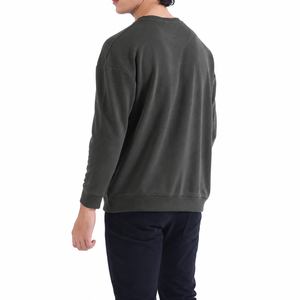 Sudadera de Cuello Redondo Gris Oscuro, Corte Regular, Color Sólido, Tejido de Algodón, Estilo Casual para Otoño - Product Image 2