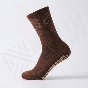 Brown Crew <b>Socks</b> Geometric Pattern Breathable Polyester Spandex <b>Running</b> Athletic <b>Socks</b> for Adults Autumn Season - Product Image 3