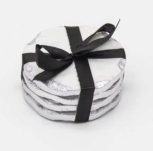 selling marble silver <b>edge</b> coaster set for wedding and promotion Gift Table decor wedding kitchen - Product Image 4