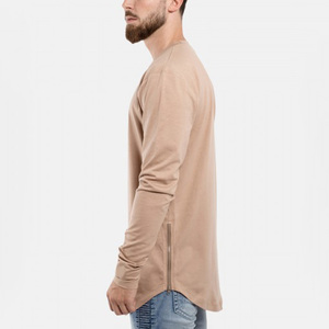 <b>Men's</b> Plus Size Breathable Long Sleeve O-Neck Solid Color Cotton Jersey <b>T</b>-<b>Shirt</b> Casual Blank - Product Image 4