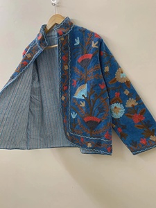Hot Selling Women Suzani Embroidered Velvet Jacket Handmade Boho Floral Short <b>Coat</b> Festival Wear Designer Jacket - Product Image 2