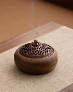 Accessoires de table, décoration de temple et de mosquée, brûleur d'encens en bois avec couvercle en laiton vintage, style chinois, diffuseur d'arômes personnalisé - Product Image 5