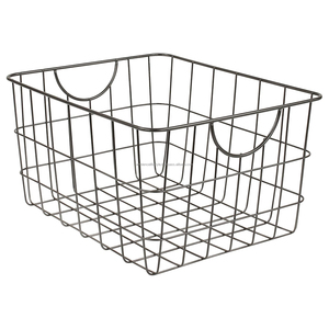 Farmhouse Baskets Iron Wire Storage Basket Black for Kitchen Pantry Cabinets Closet & Garage <b>Shelves</b> by Ambience Lifestyle - Product Image 6