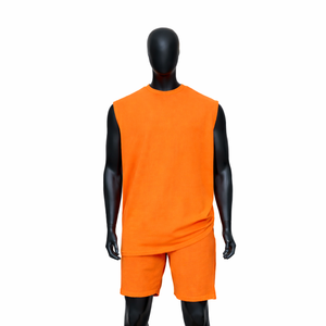 Ensemble homme haut de gamme : T-shirt sans manches et short 100 % coton, personnalisable avec logo, style streetwear, faible MOQ, vêtements pour hommes - Product Image 5
