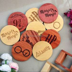 Sous-verres en bois écologiques personnalisables avec logo pour table basse, résistants à la chaleur, vierges pour gravure laser, design champêtre - Product Image 2