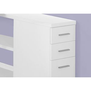 Scrivania per Computer in Laminato Bianco e Metallo Grigio, Configurazione Angolare Sinistra/Destra per Ufficio Domestico con Cassetti Portaoggetti, Postazione di Lavoro a L per Laptop - Product Image 3