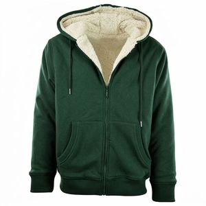 Sweat à capuche zippé pour homme, doublure Sherpa, fermeture éclair intégrale, polaire chaude, cordon de serrage, veste d'hiver respirante avec fourrure - Product Image 3