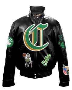 เสื้อแจ็คเก็ตหนังแท้ทรงพัฟเฟอร์สไตล์อังกฤษโบราณ สีดำ - Product Image 1