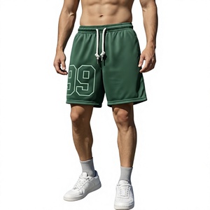 Short de basket-ball en maille double couche vert foncé. Ces shorts haute performance sont confectionnés en tissu lourd et respirant. - Product Image 5