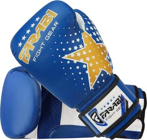 Gants de boxe MMA Farabi pour enfants en cuir PU avec sangles auto-agrippantes, gants d'entraînement personnalisables avec logo, pour le sparring en extérieur – Vente en gros - Product Image 3