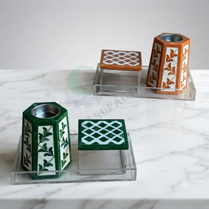 Juego de Quemadores de Incienso Acrílicos Ecológicos Hechos a Mano con Incrustaciones de Hueso, Caja de Bandeja Bakhoor Mubkhar para Decoración de Bodas y Ramadán, Nuevo Oud - Product Image 1