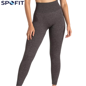 Leggings de sport pour femmes de haute qualité, taille haute, tricotés, sans couture, en Spandex/Polyester, longueur cheville, avec poches, best-seller fitness - Product Image 1