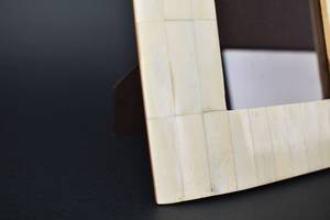 Handmade Vintage Bone and Teak Wood <b>Picture</b> <b>Frame</b> Mosaic | Retro Antique Bramante Bohemian Coastal | Cabin Western Gallery Wall - Product Image 2
