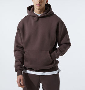 Street Wear Fashion Men Custom Pullover Oversized Heavy <b>Hoodie</b> Brown Organic 100% Cotton Printed Unisex <b>Plain</b> <b>Hoodies</b> - Product Image 1