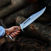 Couteau de chasse à lame fixe en acier inoxydable, fait main, couteau tactique de survie pour la pêche, le camping, la randonnée, avec étui en cuir