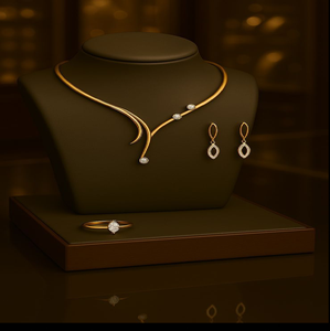 Pendentif floral élégant en or avec boucles d'oreilles assorties, disponible à prix de gros pour les détaillants de bijoux. - Product Image 3