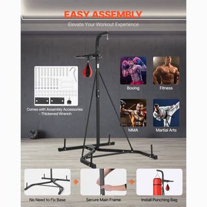 Supporto per Sacco da Boxe 2 in 1 in Acciaio Resistente, Altezza Regolabile, Attrezzatura per Boxe e Speed Bag, Supporto Autoportante per Sacco da Boxe - Product Image 6