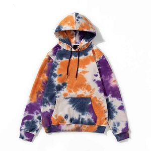 Sudadera con Capucha Tie-Dye para Hombre, Suave y Transpirable, de Manga Larga con Puños Acanalados, Capucha Ajustable y Cierre Frontal - Product Image 1