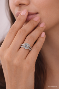 Round Lab Grown Diamond Vintage Women's <b>Ring</b> <b>Split</b> Shank Pave Band Platinum PT950 10K Gold Plated IGI Certified - Product Image 2