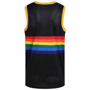 Maillot de basket-ball à manches courtes imprimé respirant personnalisé avec logo d'équipe, rayures arc-en-ciel-noir, nouvelle saison - Product Image 2