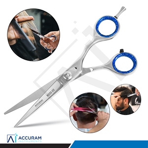 Tijeras de Barbero Profesionales Accuram, Cuchilla de Afeitar, Manuales, Ecológicas, Reutilizables, de Acero Inoxidable, para Peluquería, Corte de Cabello - Product Image 3