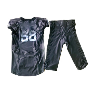 Conjunto de Uniforme de Fútbol Americano Sublimado Personalizado, Pantalones y Camiseta Negros con el Número 58, Transpirables, de Poliéster, para Niños - Product Image 1