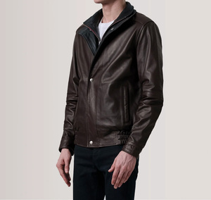 Ventes chaudes, vestes en cuir véritable pour hommes, style motard, cuir véritable vieilli, vintage, noir, sur mesure - Product Image 3
