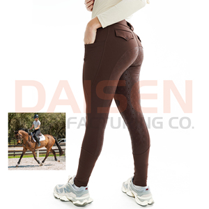 Culottes d'équitation pour femmes avec grip intégral en silicone, respirantes, extensibles, taille haute, coupe ajustée - Product Image 3