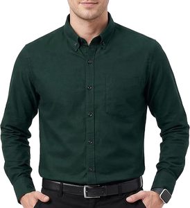 เสื้อเชิ้ตอ๊อกซ์ฟอร์ดแขนยาว Apex Cotton สำหรับผู้ชาย ผ้าฝ้าย 100% เสื้อเชิ้ตทำงานลำลองติดกระดุม มีกระเป๋า - Product Image 1