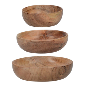 Juego de 3 cuencos de madera de mango de nuevo diseño para decoración del hogar, para decoración de interiores, para organizar la cocina, para la mesa de comedor. - Product Image 1