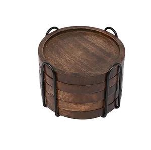 Ensemble de sous-verres en bois avec support, sous-verres absorbants, sous-verres mignons, accessoires de décoration pour bar, salle à manger, table basse, cadeau amusant - Product Image 1