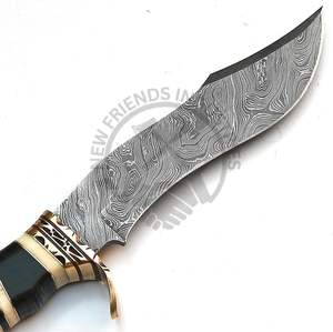 Nouveauté : Couteau de chasse à lame fixe en acier Damas fait main, manche en bois avec étui, couteau de survie pour la randonnée, couteau tactique Bowie - Product Image 4