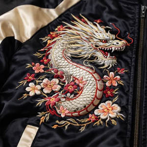 Chaqueta Sukajan Bordada en Tela de Larga Duración con Colores Personalizados, Ajuste Cómodo para Salidas Informales - Product Image 6