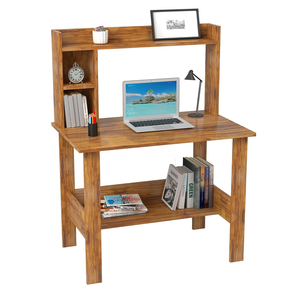Bureau d'étude moderne en bois avec huche et rangement inférieur, poste de travail pour ordinateur portable, table d'écriture pour bureau à domicile ou étudiant - Product Image 3