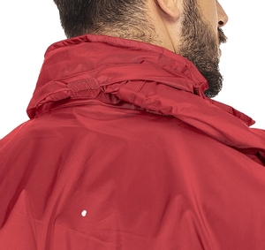 Men's Red Waterproof Hooded <b>Jacket</b> With Zipper Closure And <b>Packable</b> Design Casual Spring Wear - Product Image 2